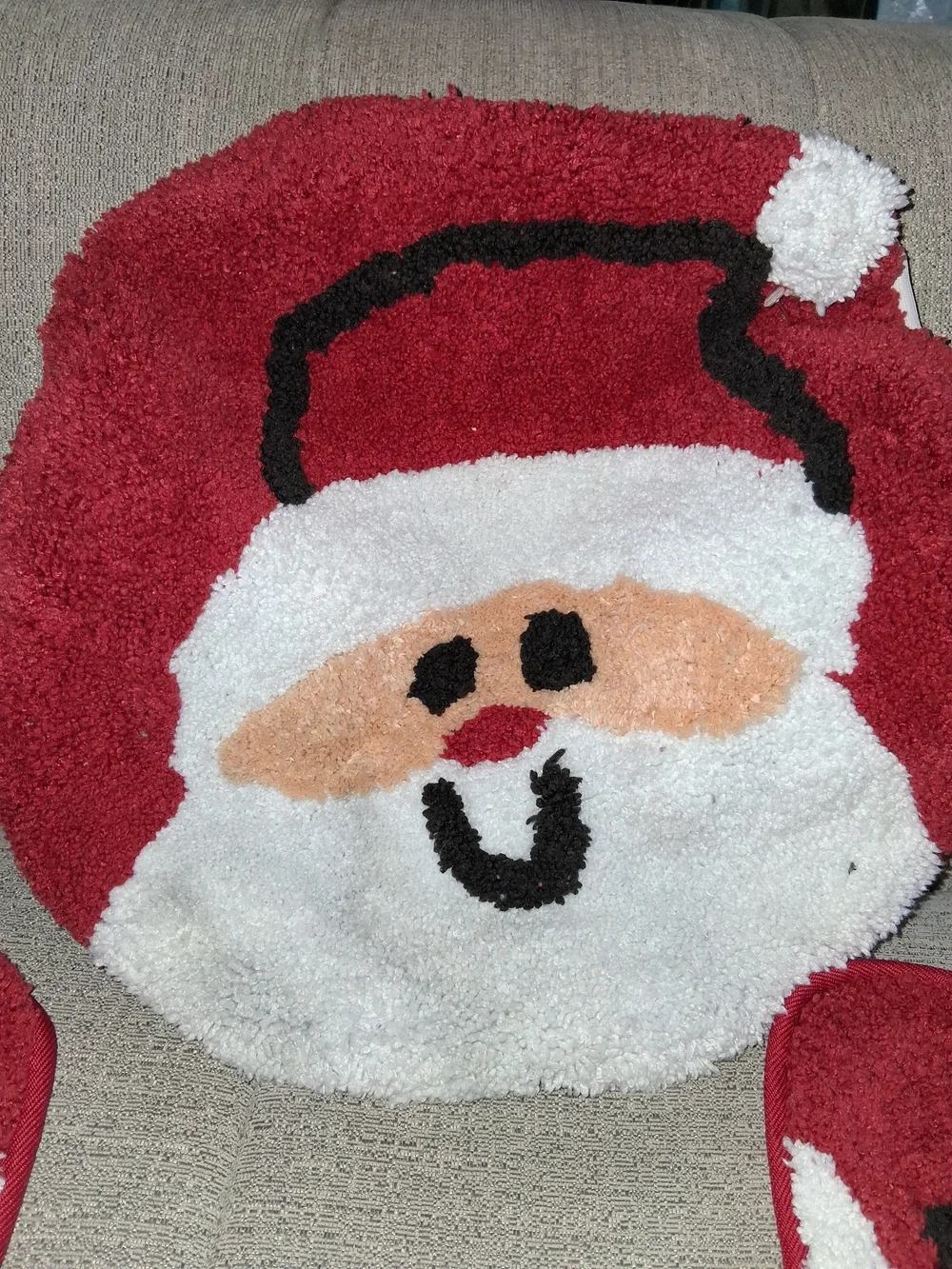 Holiday Santa Toilet Rug & Lid Cover Set - Red and White